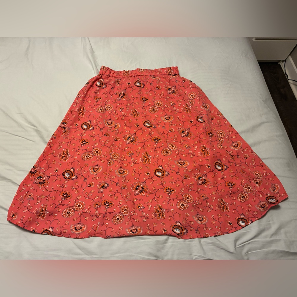 GAP Coral Floral A-Line Skirt